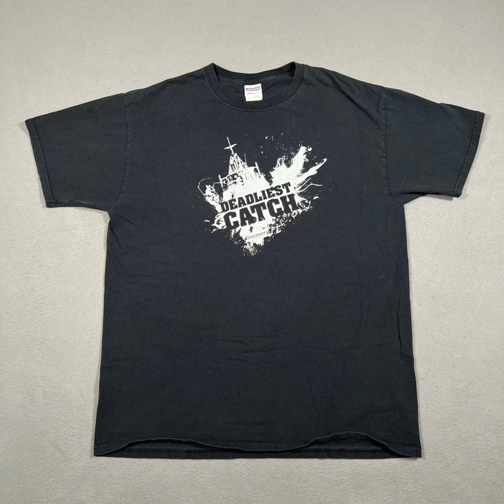 Deadliest Catch Discovery Channel T-Shirt Mens Size‎ L Graphic Tee Jerzees